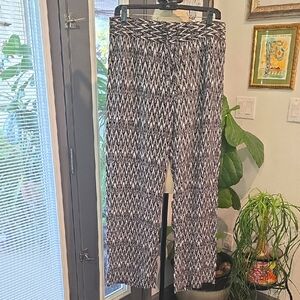 Hester & Horchard Black and White Zigzag Women's Wide Leg Pants